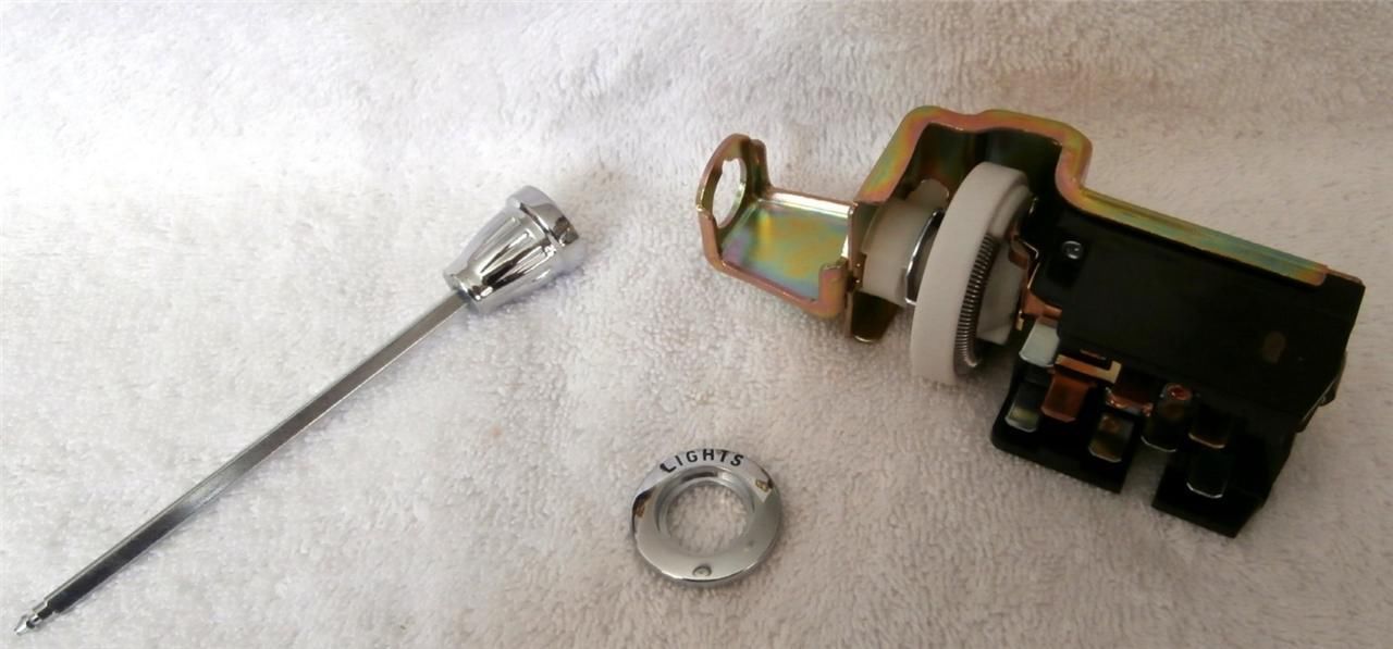 1965-66 Ford Mustang Headlight Switch Kit With Knob, Switch, Bezel, and Shaft