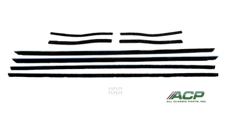 1967- 1968 Ford Mustang Window Felt Weatherstrip Kit Convertible, 8 Pieces NEW
