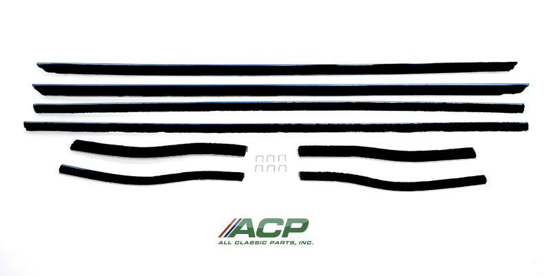 1967- 1968 Ford Mustang Window Felt Weatherstrip Kit Coupe, 8 Pieces NEW