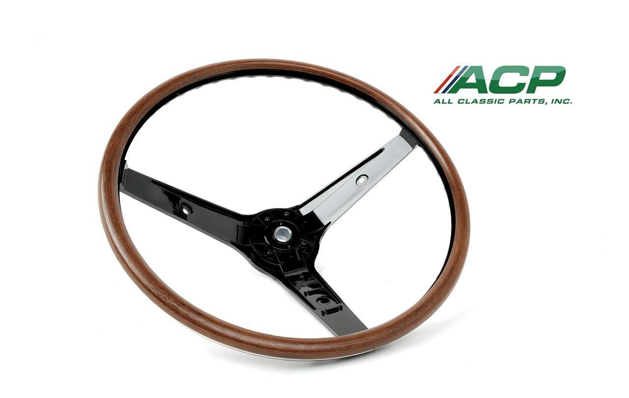 1969 Ford Mustang Deluxe Woodgrain Steering Wheel For Mach 1 Rim Blow